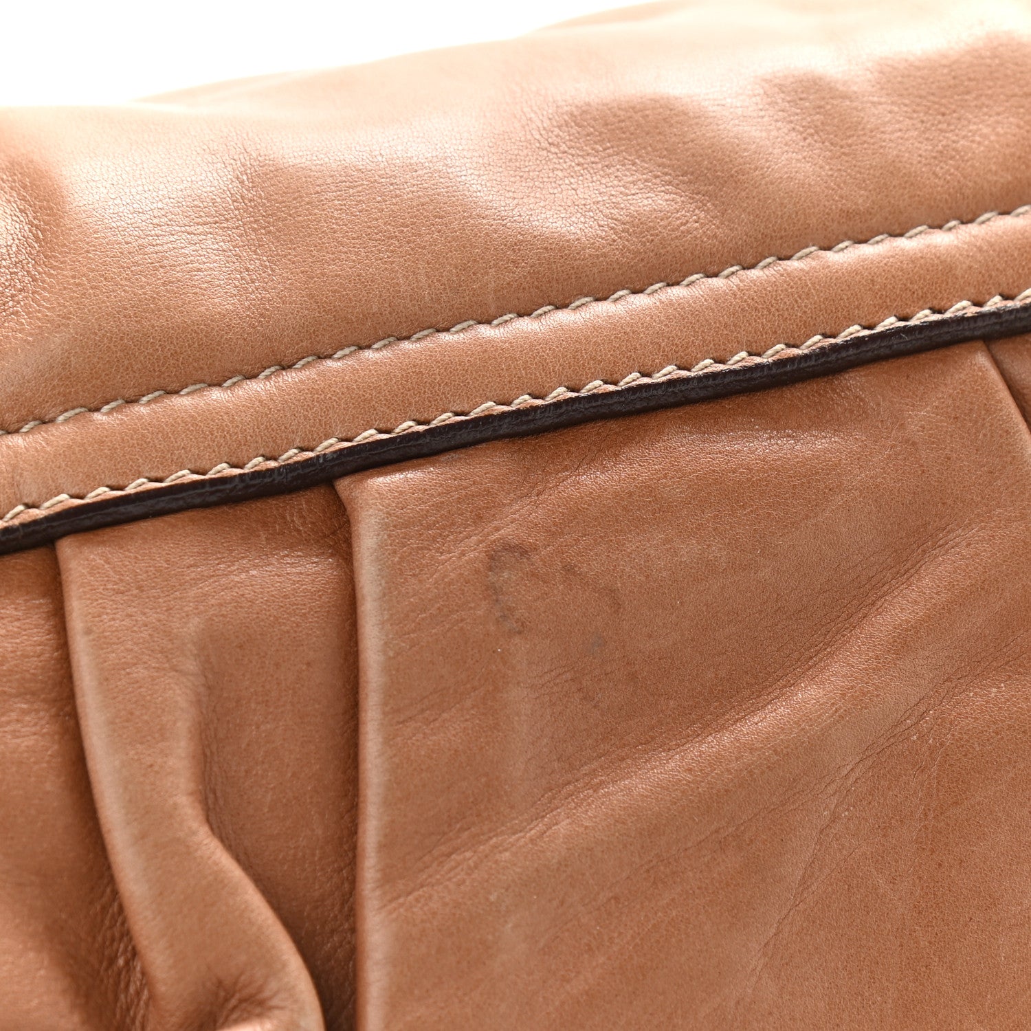 Prada Soft Calfskin Pleated Shoulder Bag Brown 11 of 11
