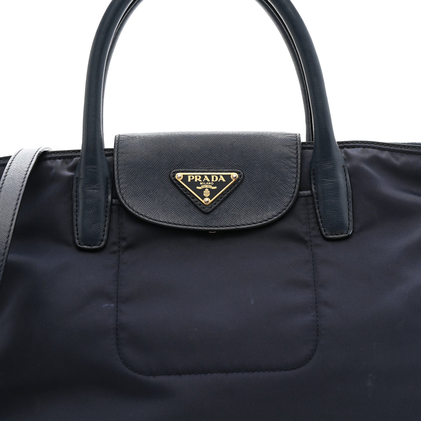 Tessuto Nylon Saffiano Shopping Tote Navy