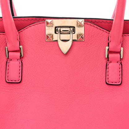 Valentino Garavani Vitello Rockstud Double Handle Tote Fuxia Fluo 9 of 15