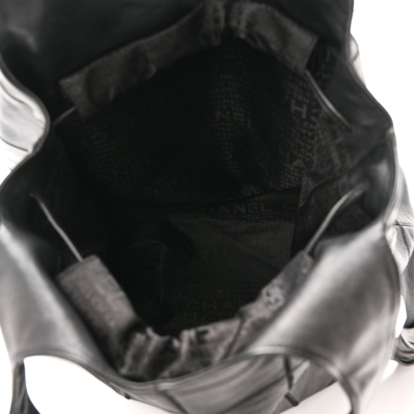 Calfskin Square Stitched Tassel Bag Black