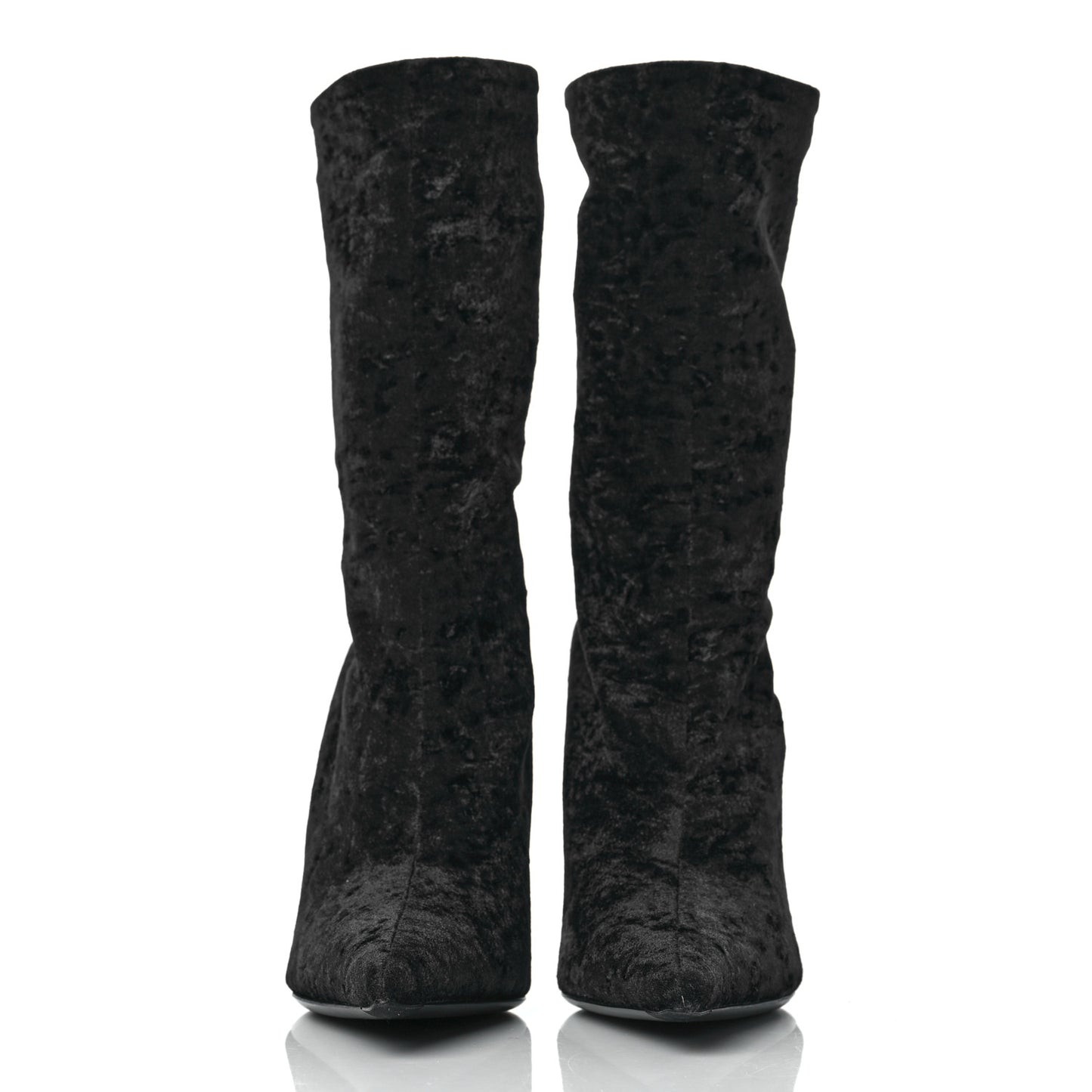 Velvet Spandex Extreme Pointed Toe Knife Ankle Boots 38 Black