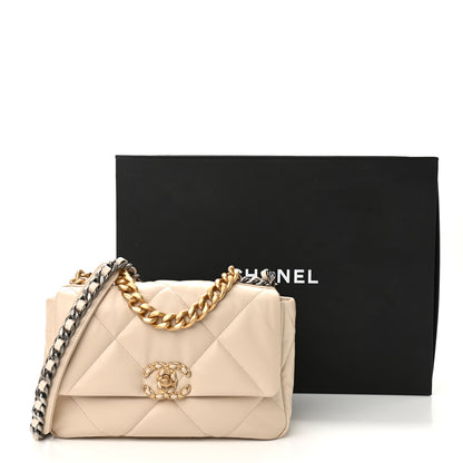Chanel Goatskin Quilted Medium Chanel 19 Flap Beige 11 of 11