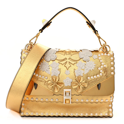 Fendi Metallic Calfskin Wonder Monster Kan I Shoulder Bag Gold 1 of 10