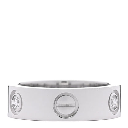 Cartier 18K White Gold 3 Diamond 5.5mm LOVE Ring 49 5 3 of 4
