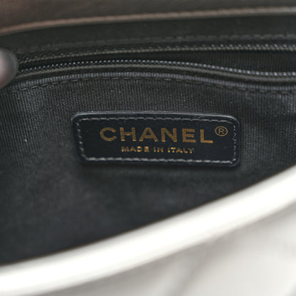 Chanel Metallic Lambskin Quilted Small Side Note Flap Grey 6 of 10