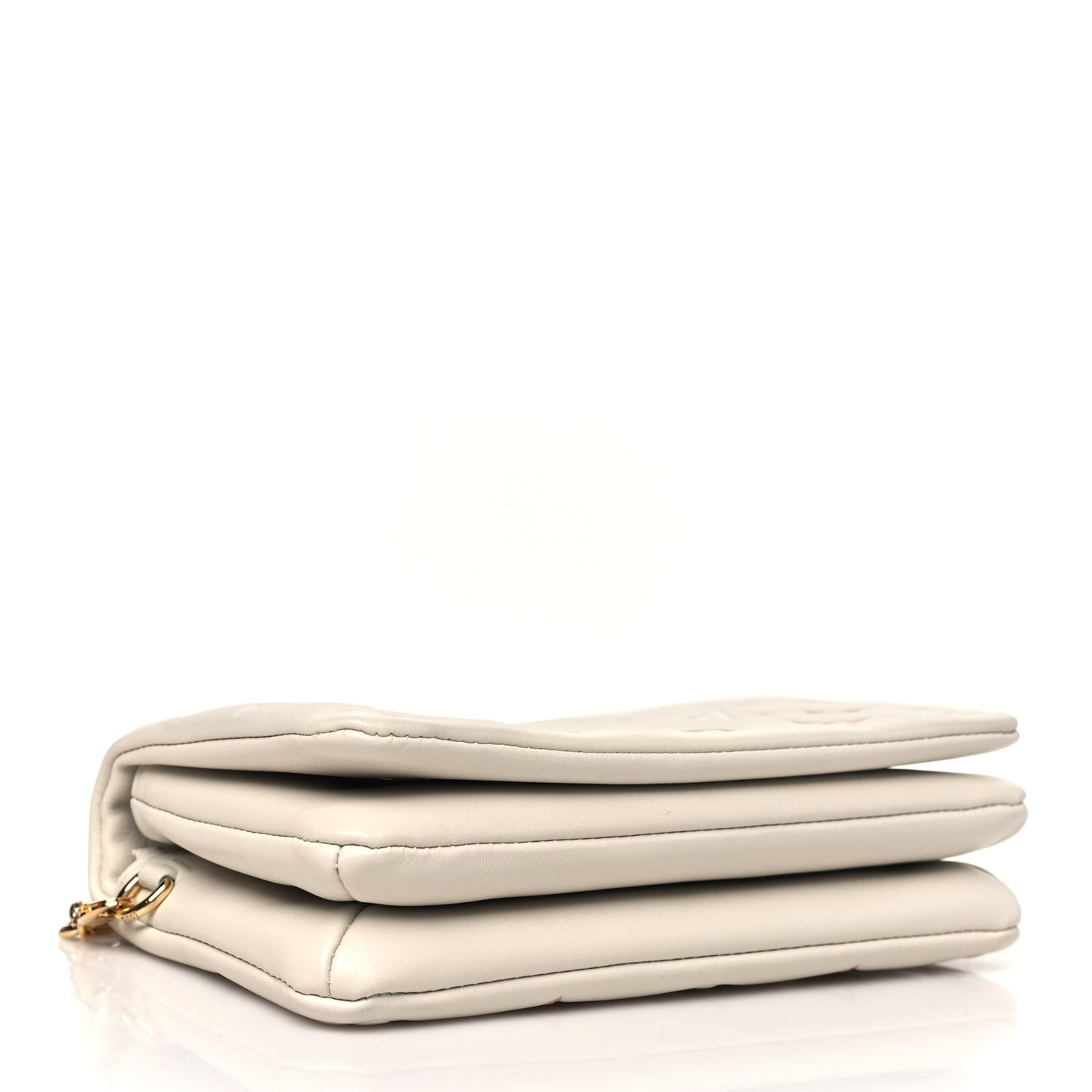 Lambskin Embossed Monogram Pochette Coussin Natural Cream