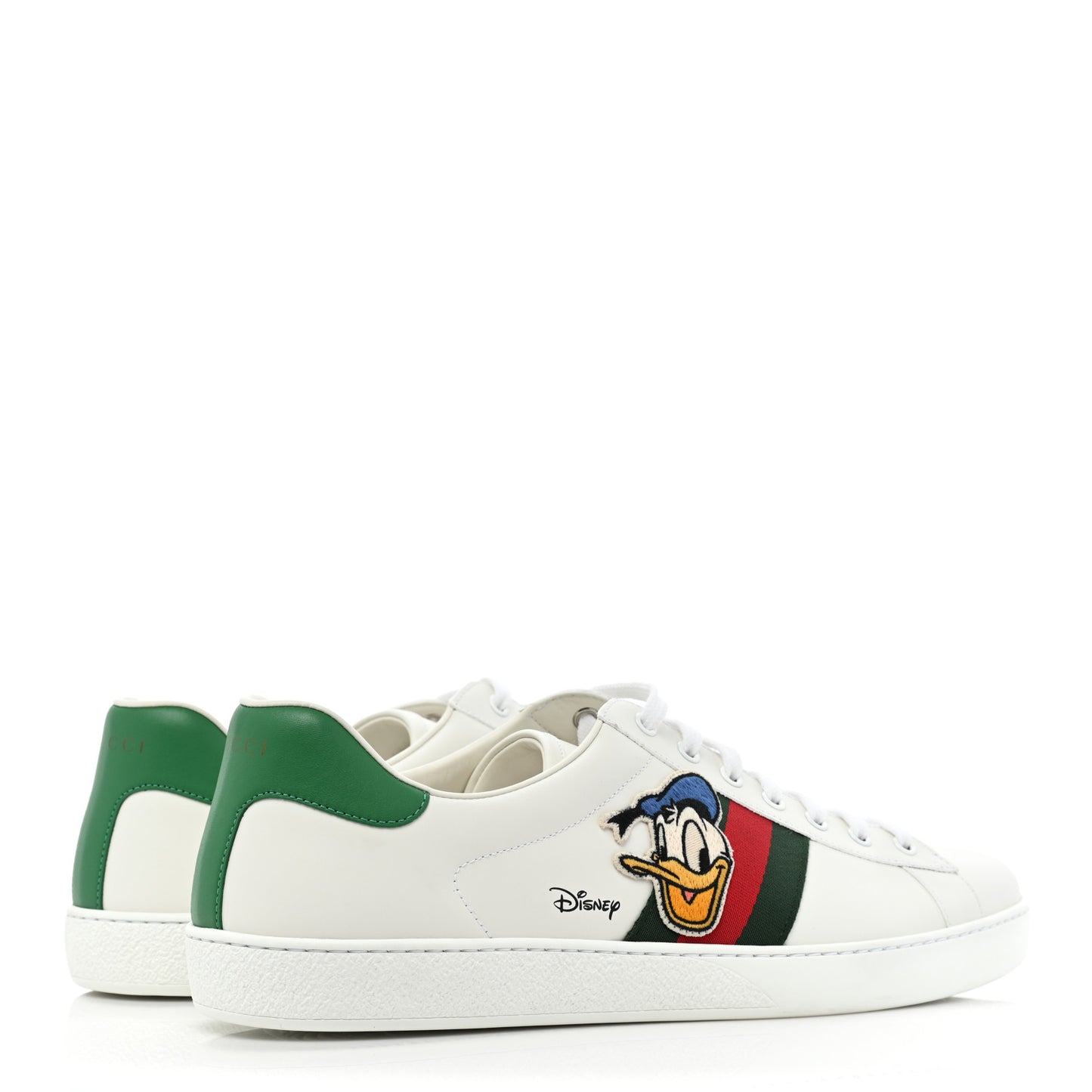 X DISNEY Calfskin Miro Soft Web Donald Duck Mens Ace Sneakers 14.5 White New Shamarock