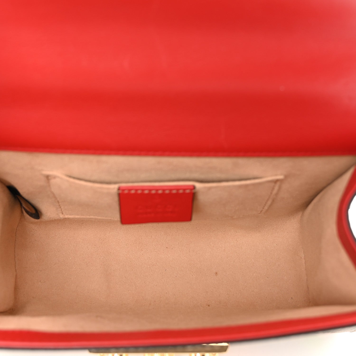 Gucci GG Supreme Monogram Apple Small Padlock Shoulder Bag Beige Multicolor Lobster Red 6 of 13