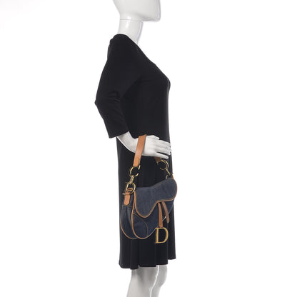Christian Dior Denim Calfskin Saddle Bag Blue 1 of 10