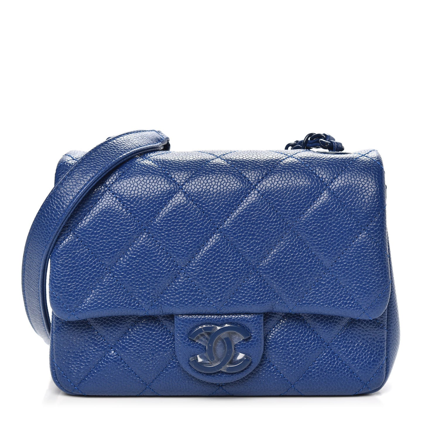 Caviar Quilted Incognito Mini Square Flap Dark Blue