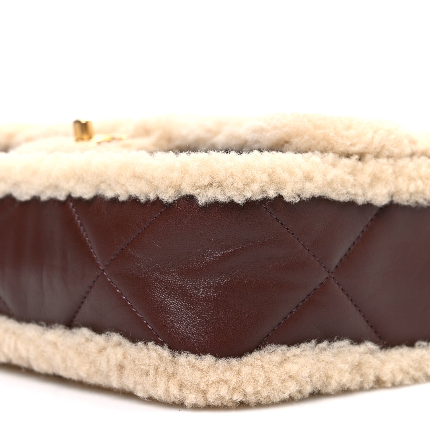 Chanel Shearling Lambskin Quilted Furry Coco Flap Beige Dark Brown 10 of 10