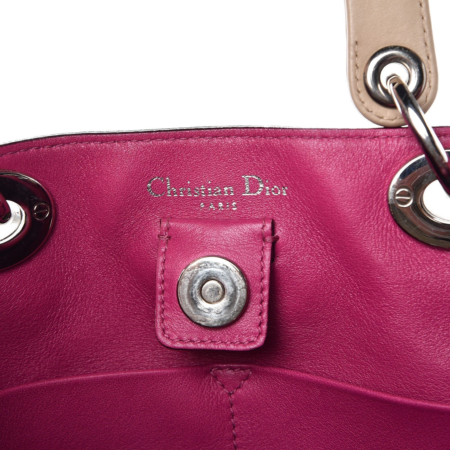 Smooth Calfskin Large Diorissimo Tote Beige Fuchsia
