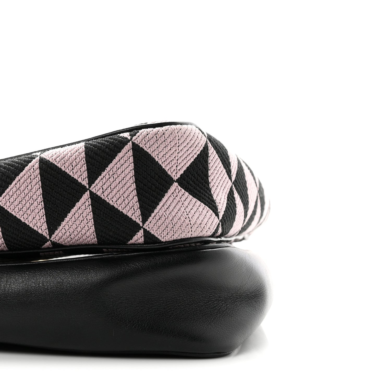 Jacquard Calfskin Triangolo Symbole Embroidered Mini Triangle Double Bag Black Alabastro