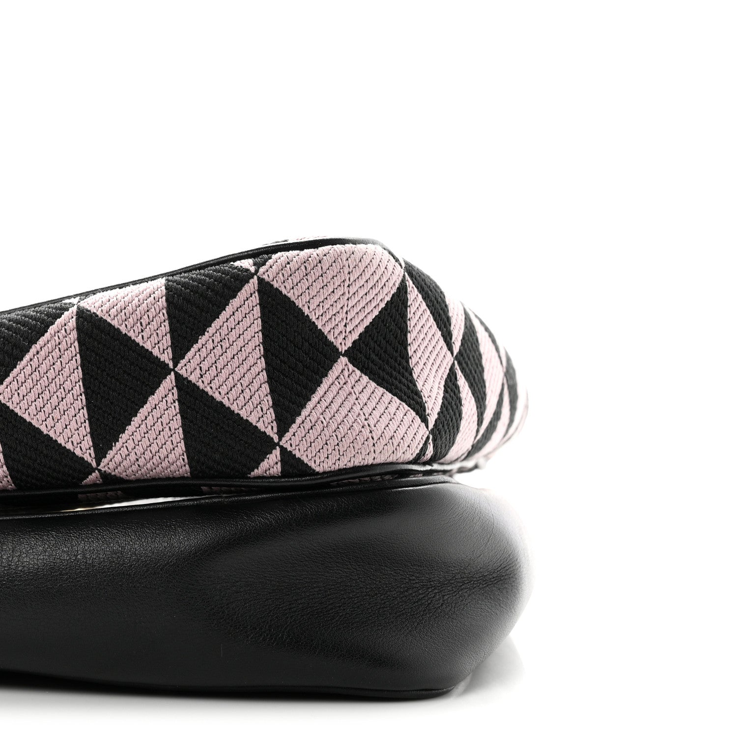 Prada Jacquard Calfskin Triangolo Symbole Embroidered Mini Triangle Double Bag Black Alabastro 9 of 10