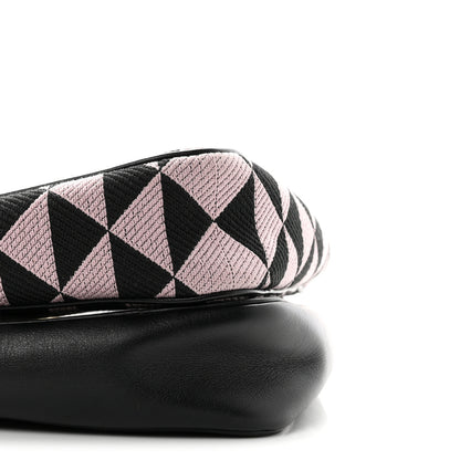 Prada Jacquard Calfskin Triangolo Symbole Embroidered Mini Triangle Double Bag Black Alabastro 9 of 10