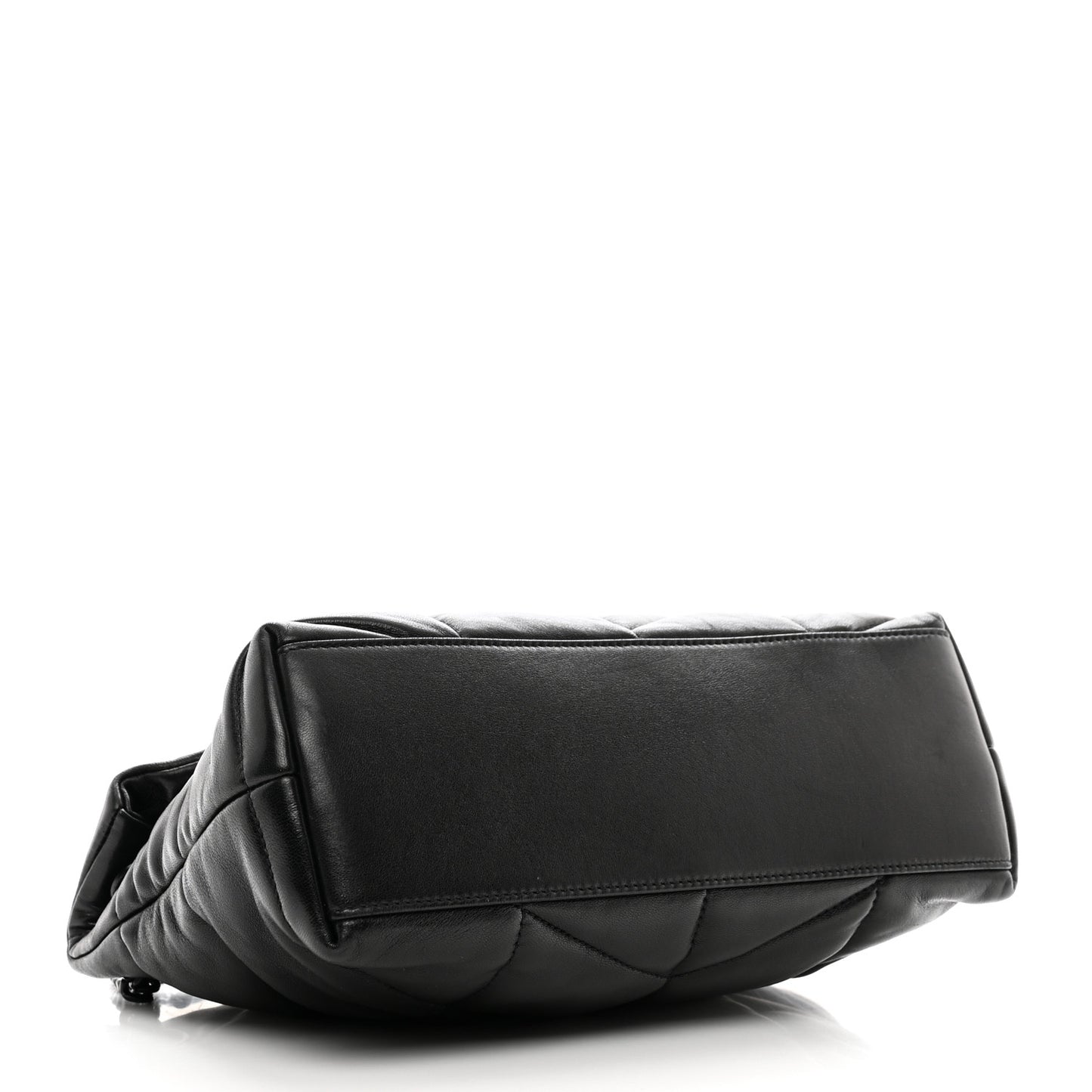 Lambskin Quilted Monogram Monochrome Small Loulou Puffer Chain Satchel Black