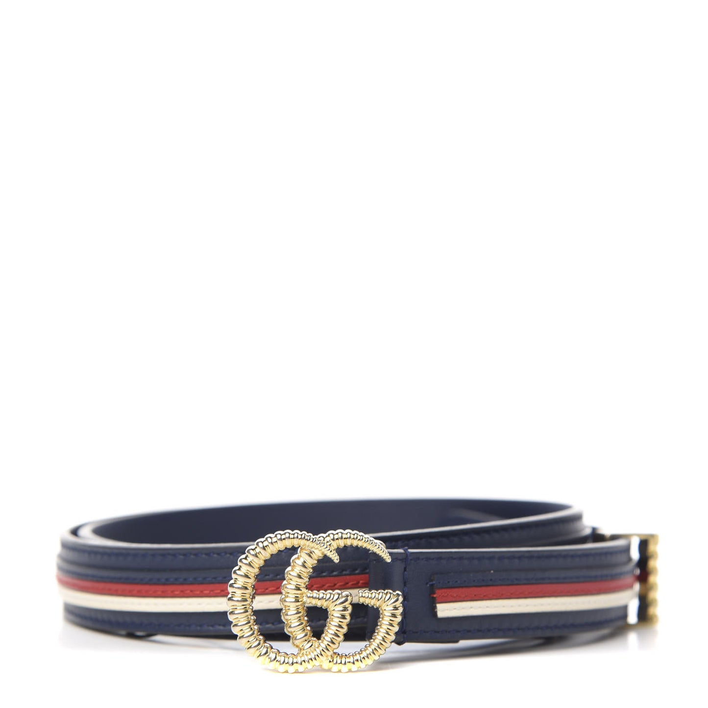 Calfskin Sylvie Stripe Torchon Double G 20mm Belt 90 36 Maritime Hibiscus Red Mystic White