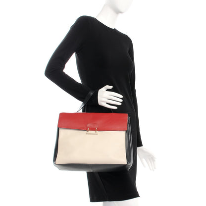 Valentino Garavani Calfskin Colorblock Single Handle Satchel Black White 2 of 11