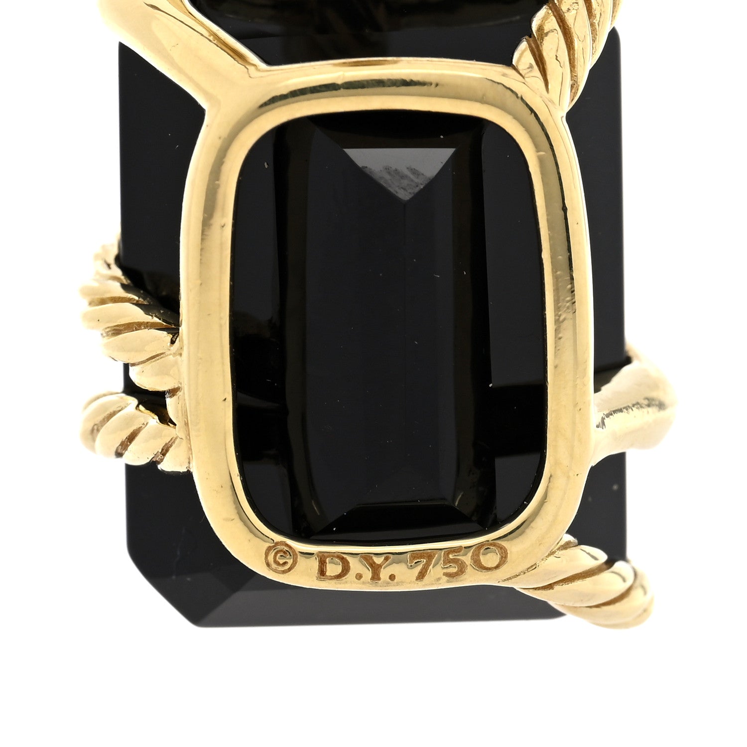 David Yurman 18K Yellow Gold Diamond Black Onyx Cable Wrap Pendant 3 of 3