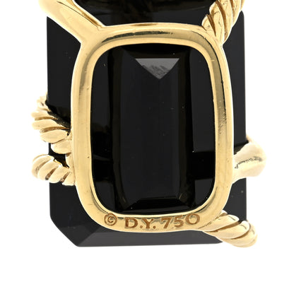 David Yurman 18K Yellow Gold Diamond Black Onyx Cable Wrap Pendant 3 of 3