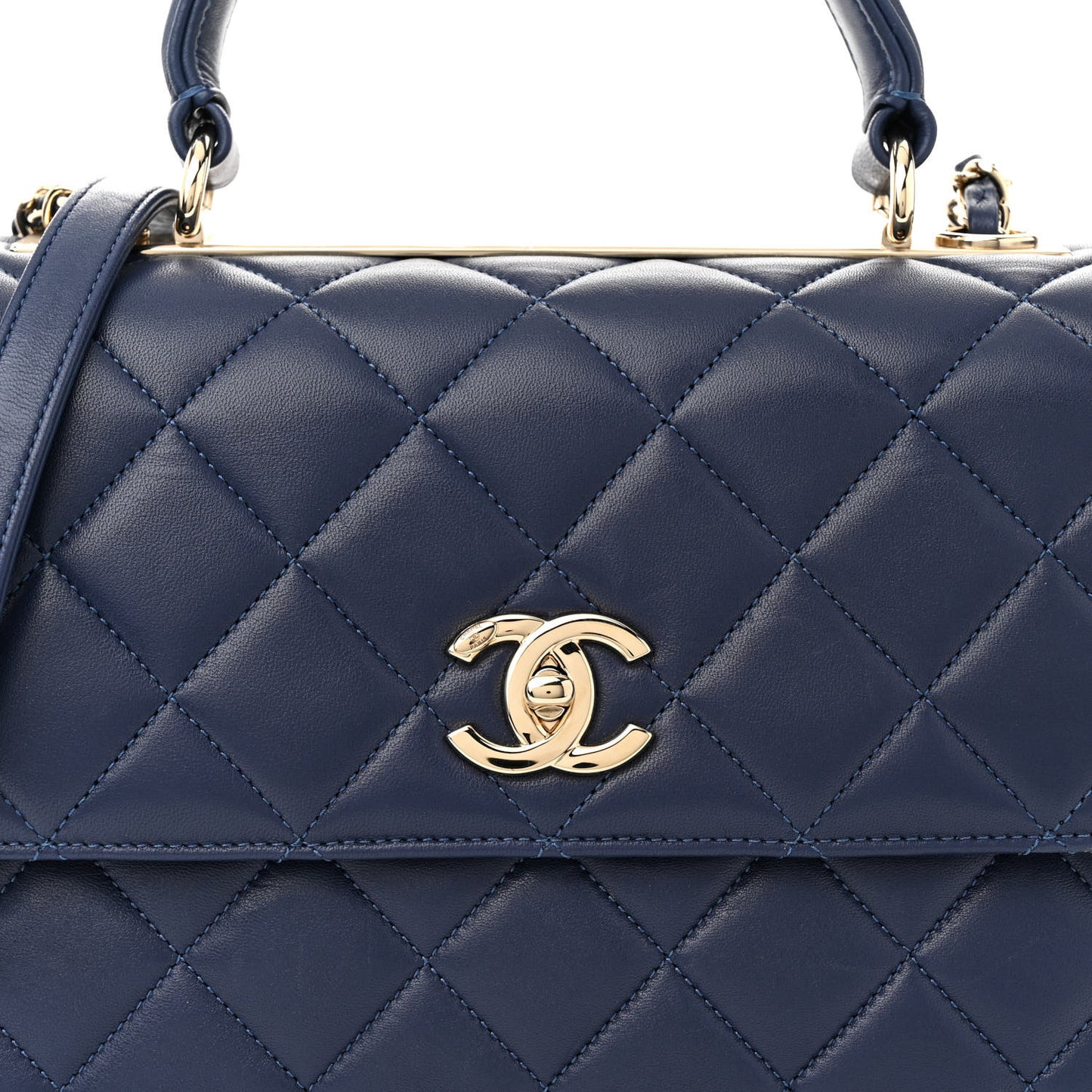 Lambskin Quilted Medium Trendy CC Flap Dual Handle Bag Blue