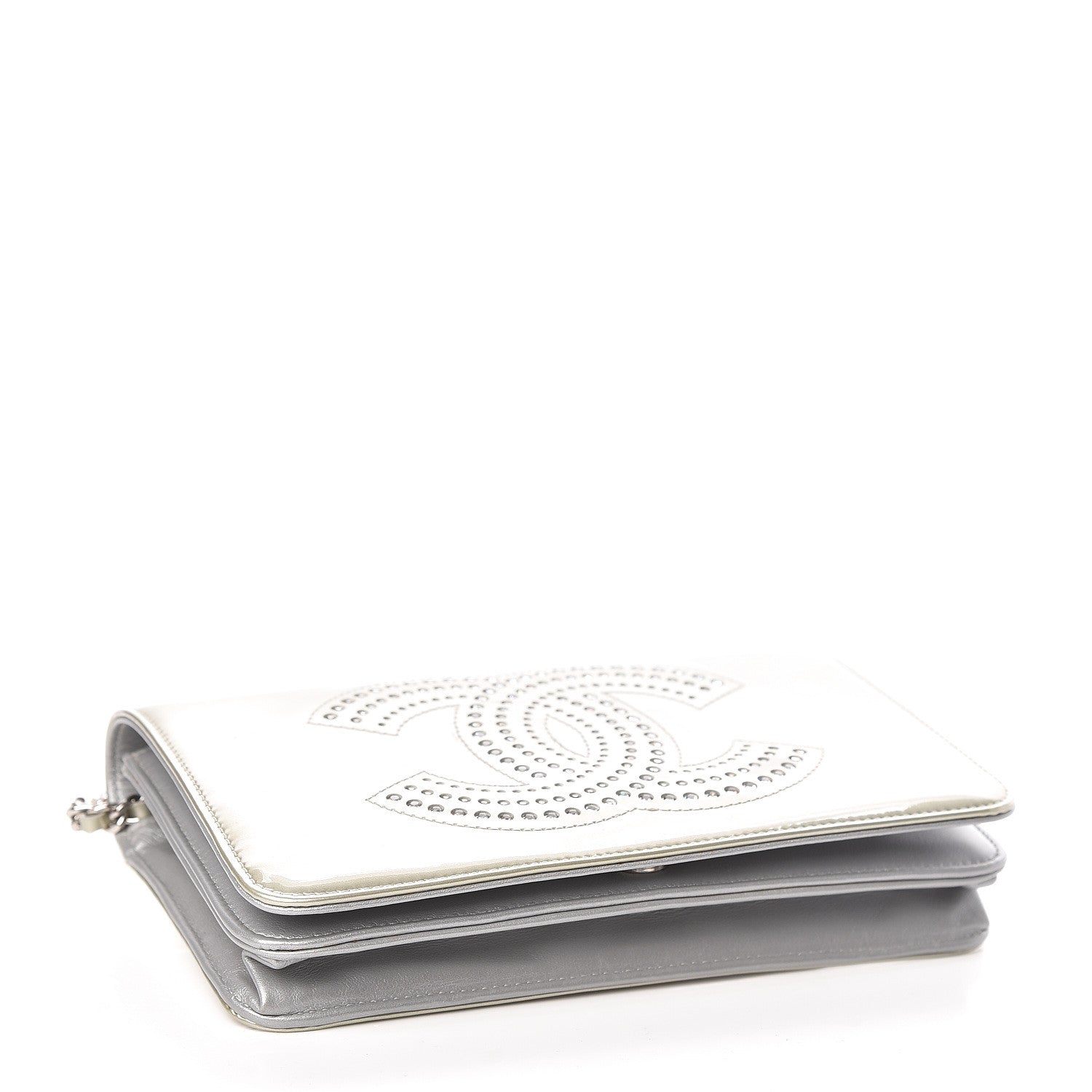 Chanel Patent Strass Wallet On Chain WOC Silver 4 of 12