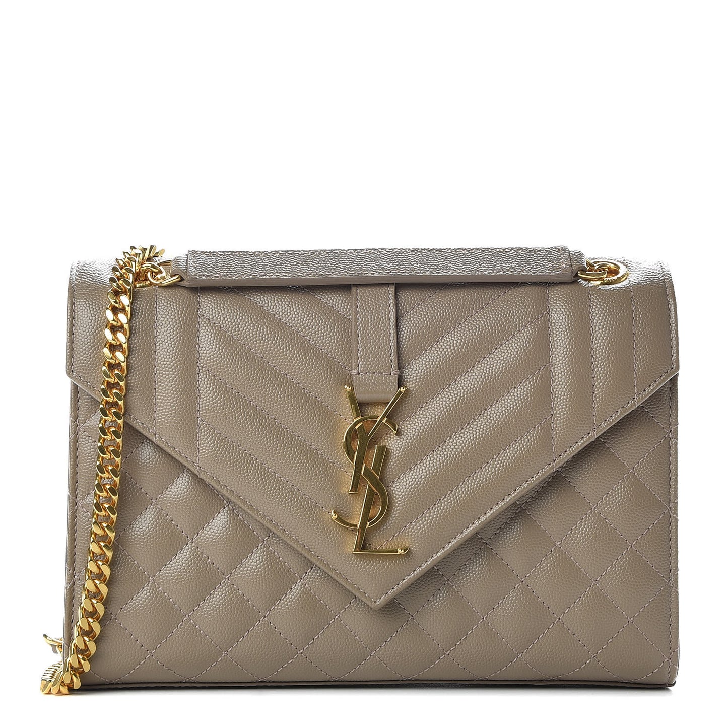 Grain De Poudre Textured Mixed Matelasse Medium Triquilt Monogram Satchel Dusty Grey