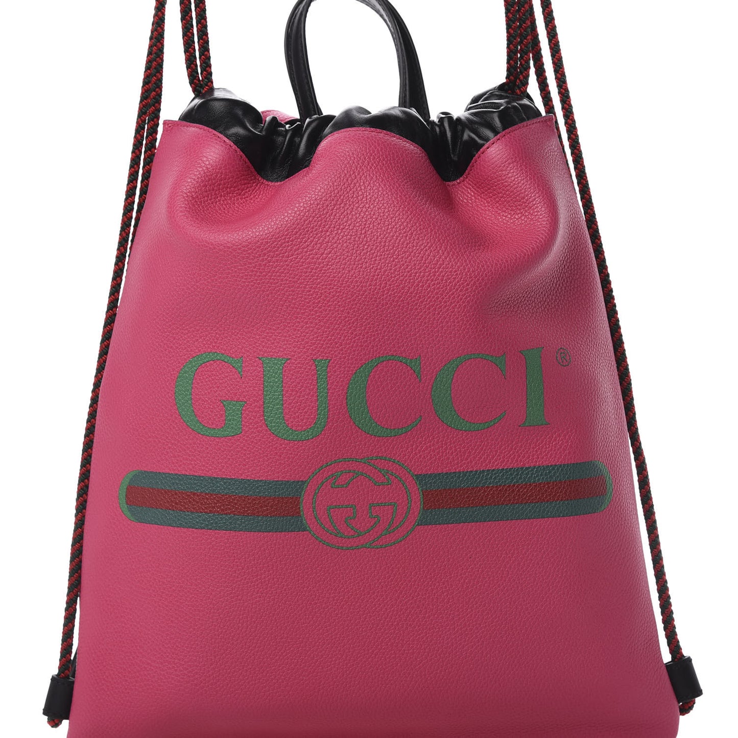 Grained Calfskin Logo Drawstring Backpack Box Pink Green Black