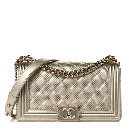 Chanel Lambskin Perforated Quilted Medium Boy Flap Gold 1 of 9