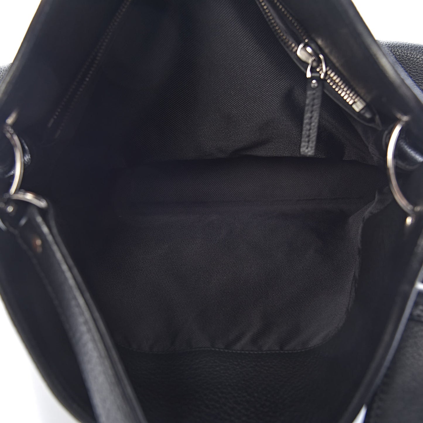 Grained Calfskin Large Shoulder Bag Black