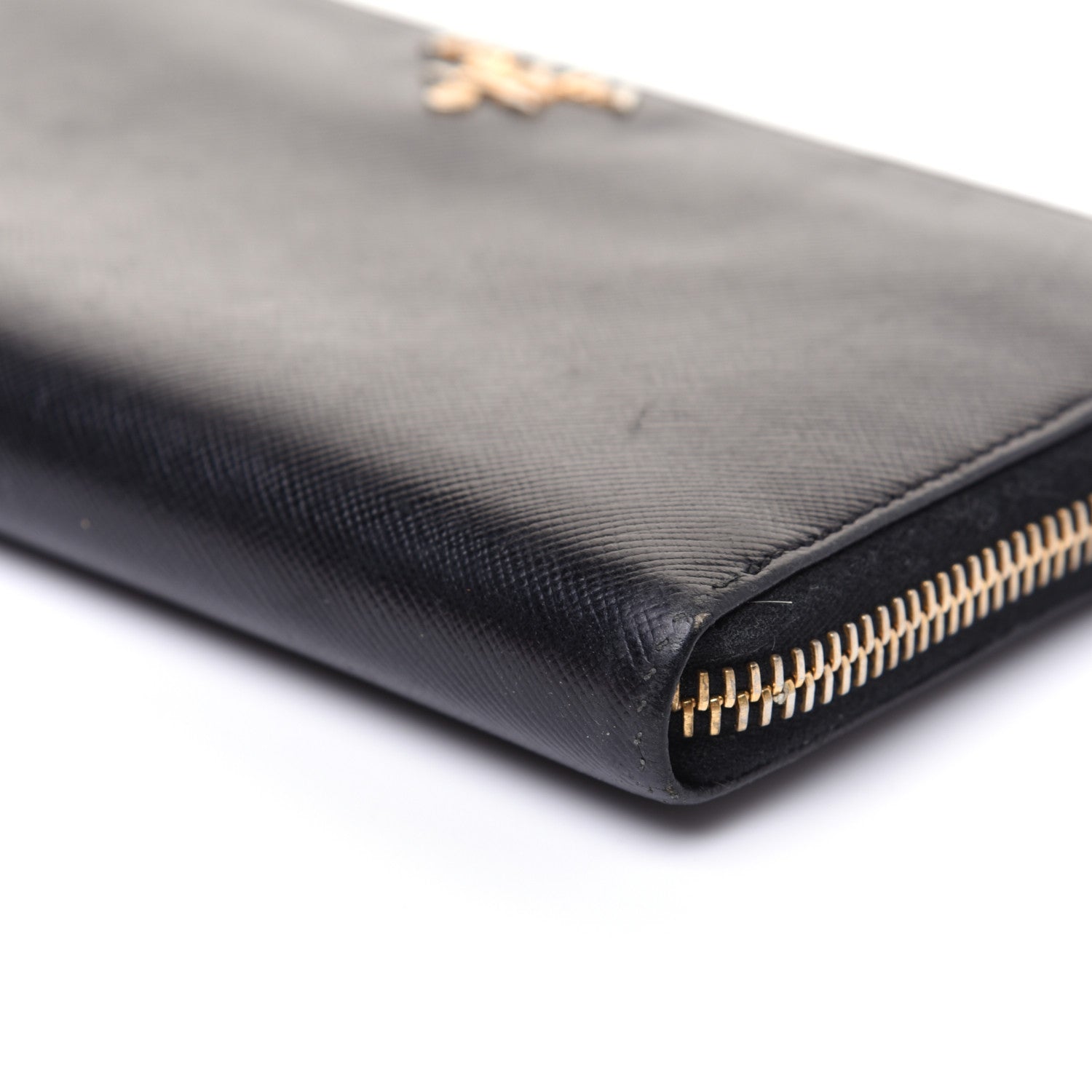 Prada Saffiano Metal Zip Around Wallet Black 7 of 14