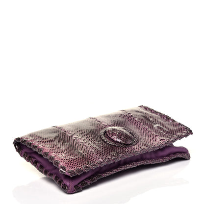 Bottega Veneta Snakeskin Turnlock Clutch Purple 4 of 9