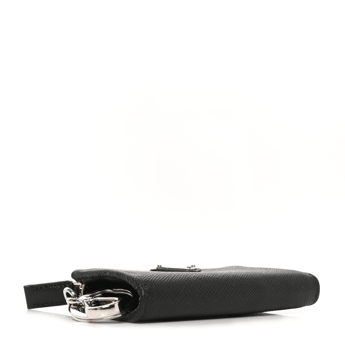 Prada Saffiano Metal Triangle Mini Travel Pouch With Keychain Black 4 of 7