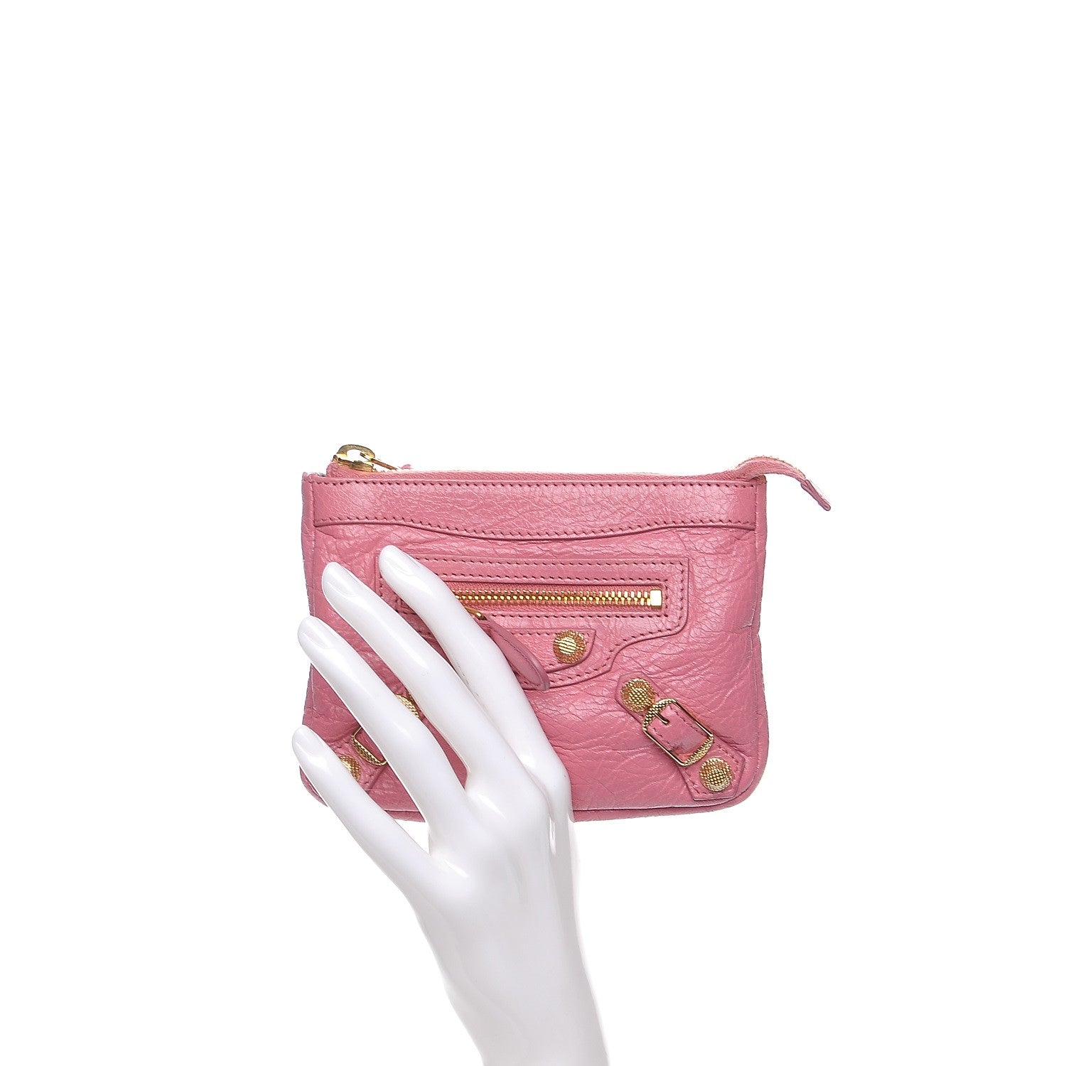 Balenciaga Agneau Giant 12 Gold Hardware Cosmetic Pouch Rose Hortensia 2 of 7