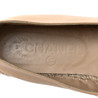 Chanel Lambskin CC Espadrilles 37 Beige Black 7 of 8