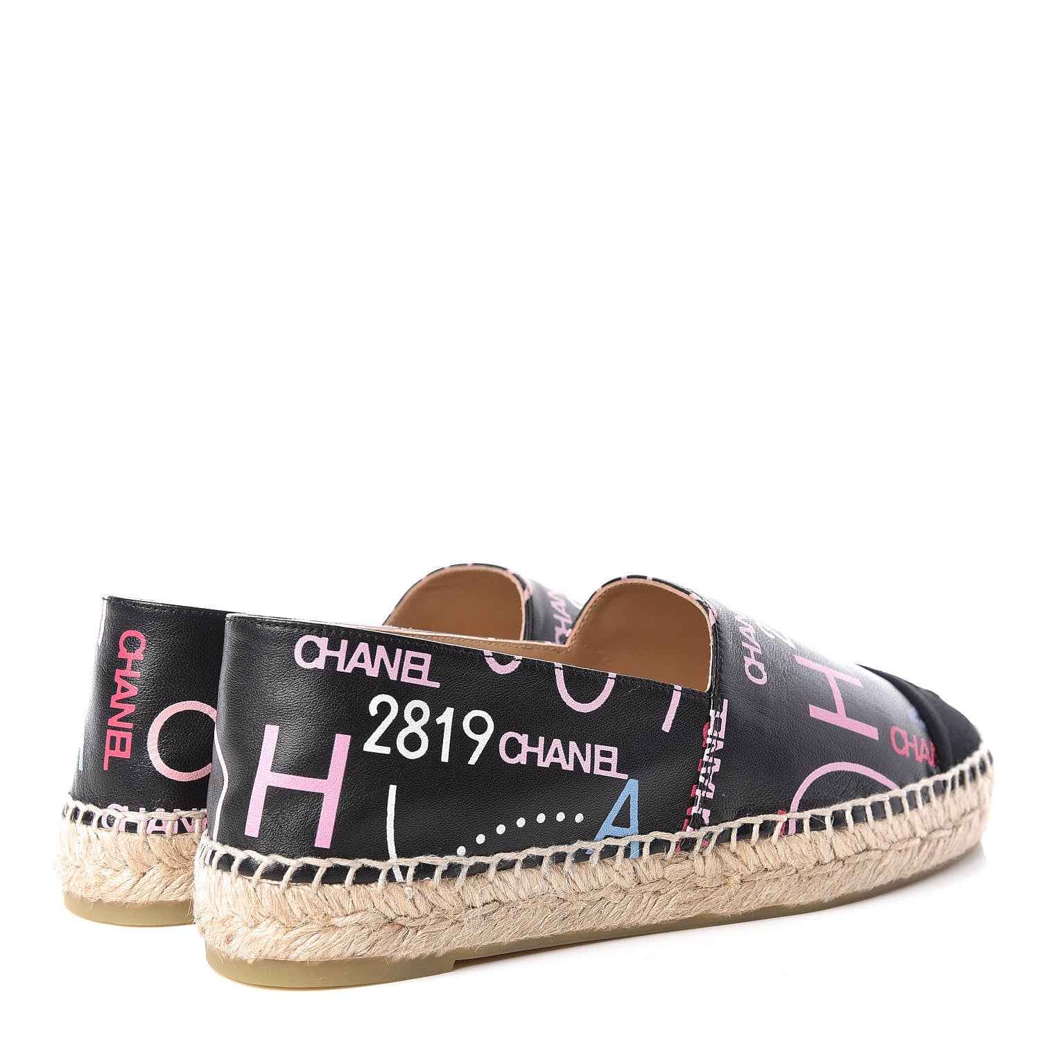 Chanel Lambskin Grosgrain Printed Espadrilles 37 Multicolor Black 4 of 10