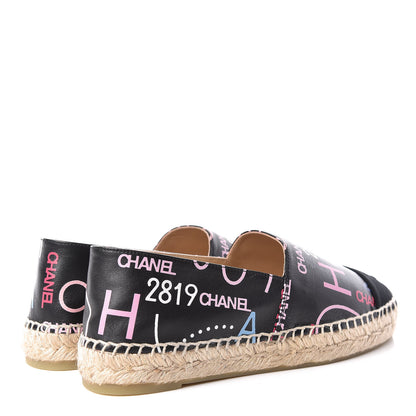 Chanel Lambskin Grosgrain Printed Espadrilles 37 Multicolor Black 4 of 10