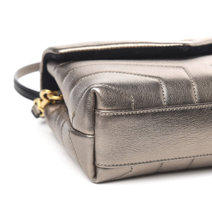 Saint Laurent Metallic Calfskin Y Quilted Monogram Toy Loulou Crossbody Bag Piombo 8 of 11