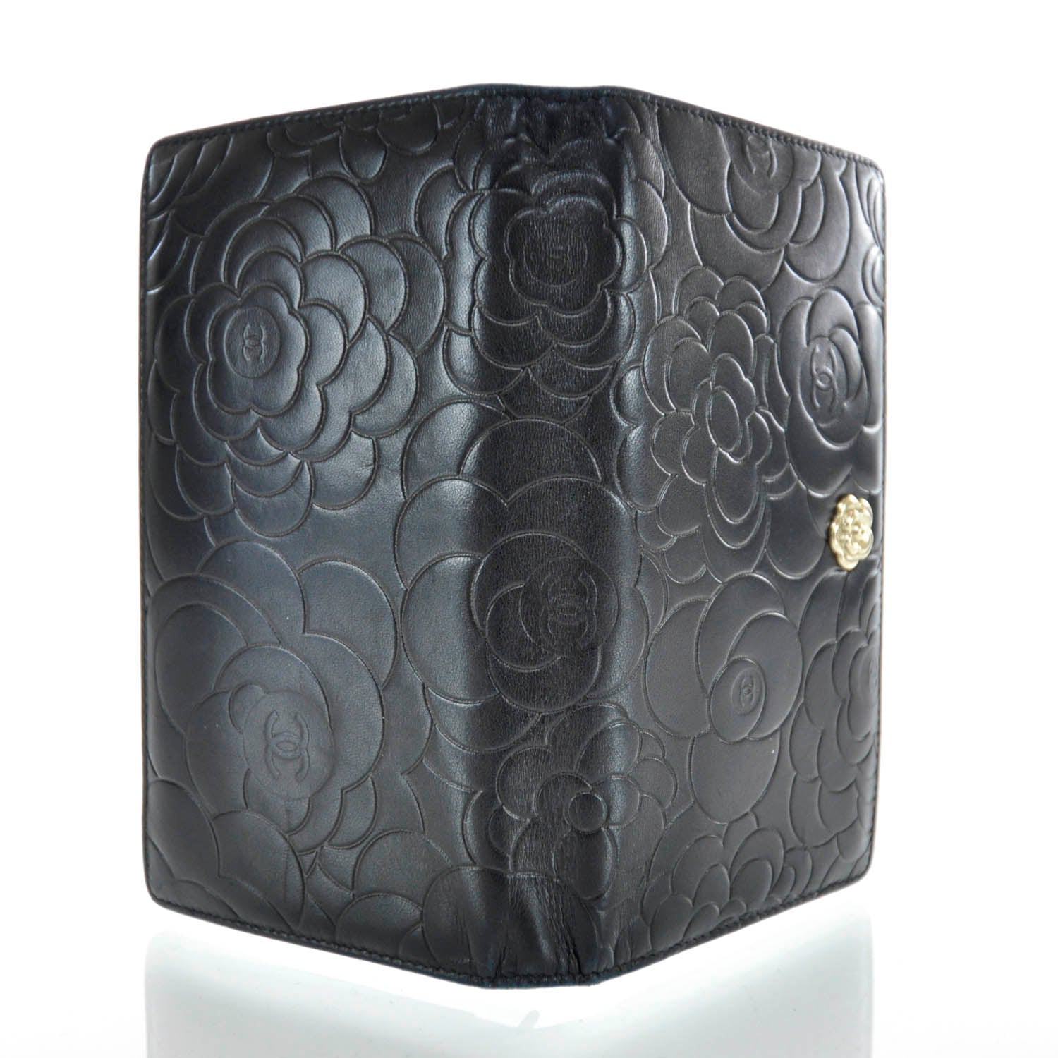 Chanel Lambskin Camellia Yen Wallet Black 4 of 11