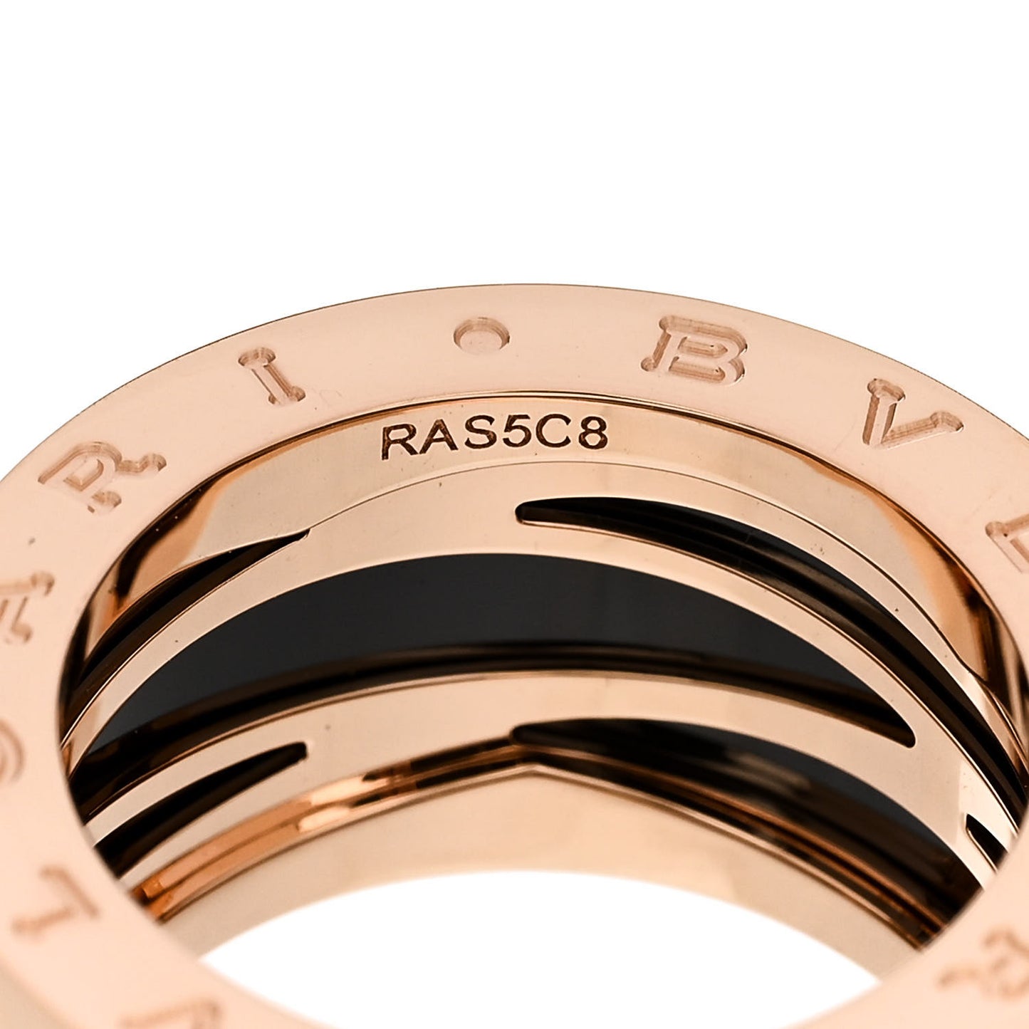 18K Rose Gold Black Ceramic B.Zero1 Legend Four-Band Ring 55 7.25