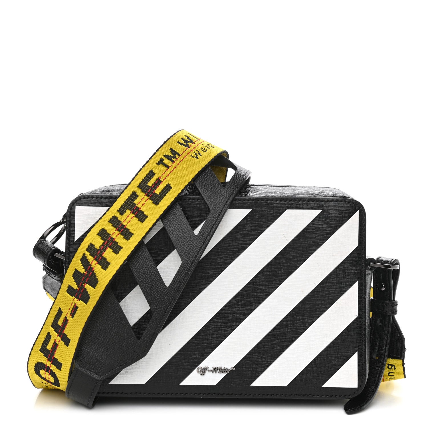 Off-White Calfskin Diag Striped Belt Bag Crossbody Black White 1 of 11