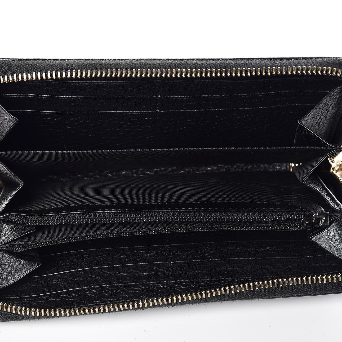 Pebbled Calfskin Soho Zip Around Wallet Black