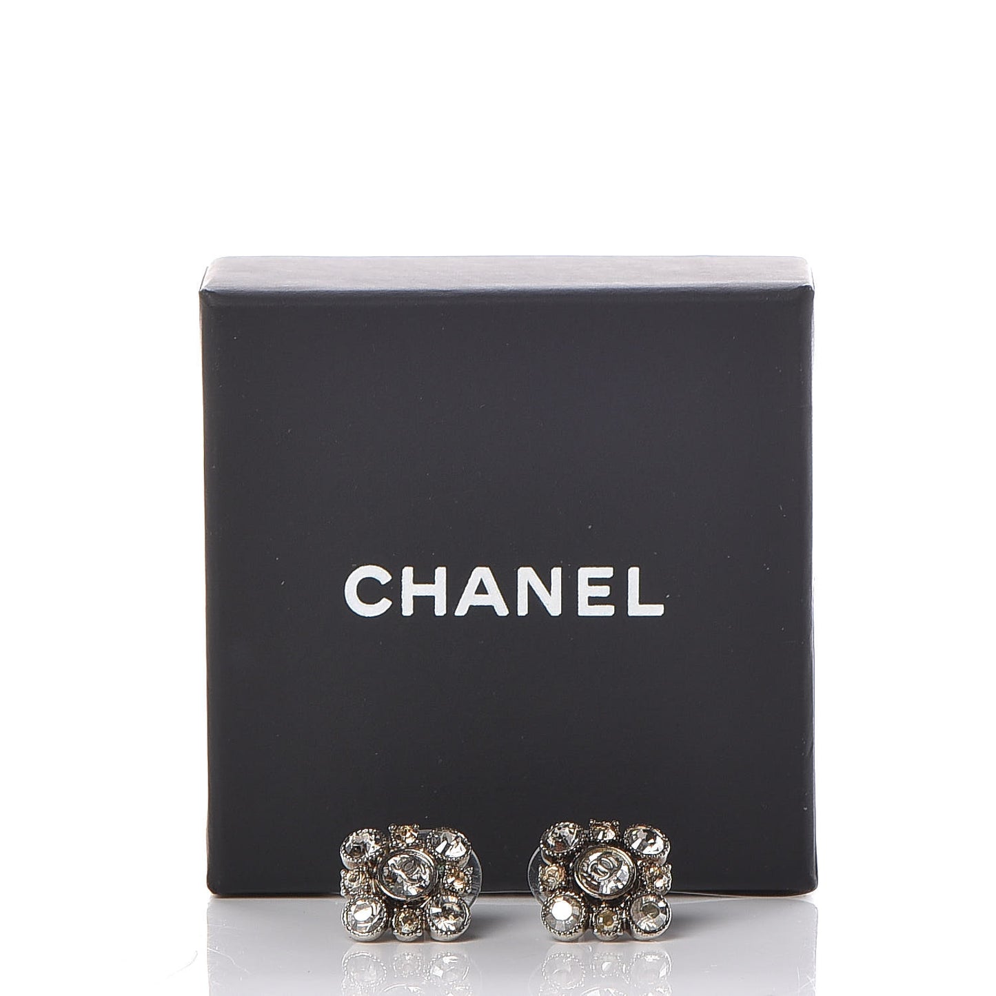 Crystal CC Flower Earrings Silver