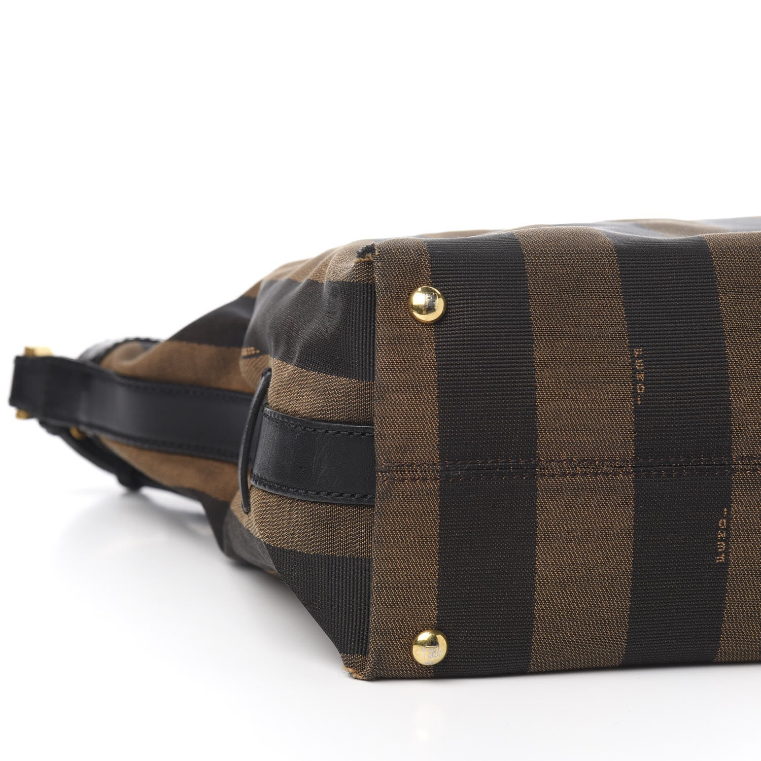 Fendi Pequin Cuoio Vegetale Shoulder Tote Tobacco Black Cuoio 7 of 13