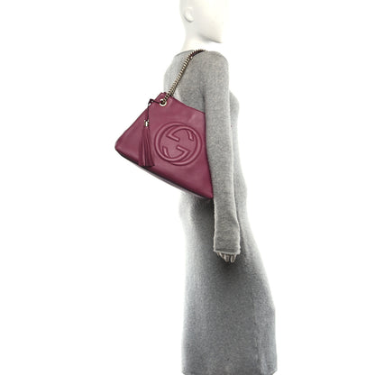 Gucci Pebbled Calfskin Medium Soho Chain Shoulder Bag Peonia Flower 2 of 10