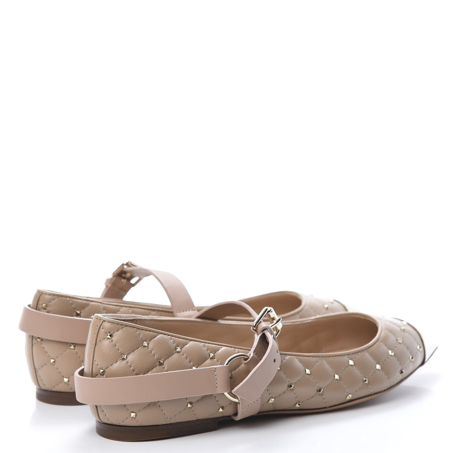 Valentino Garavani Lambskin Rockstud Spike Captoe Ballerina Flats 37 Poudre Gold 4 of 8