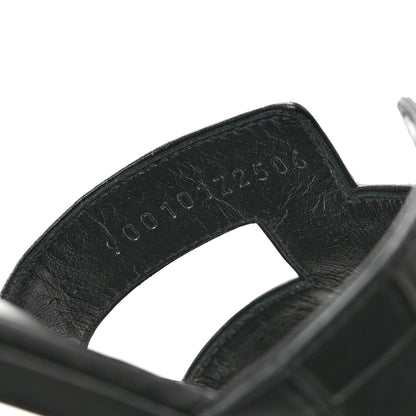 Hermes Matte Alligator Oran Sandals 36.5 Black 9 of 11