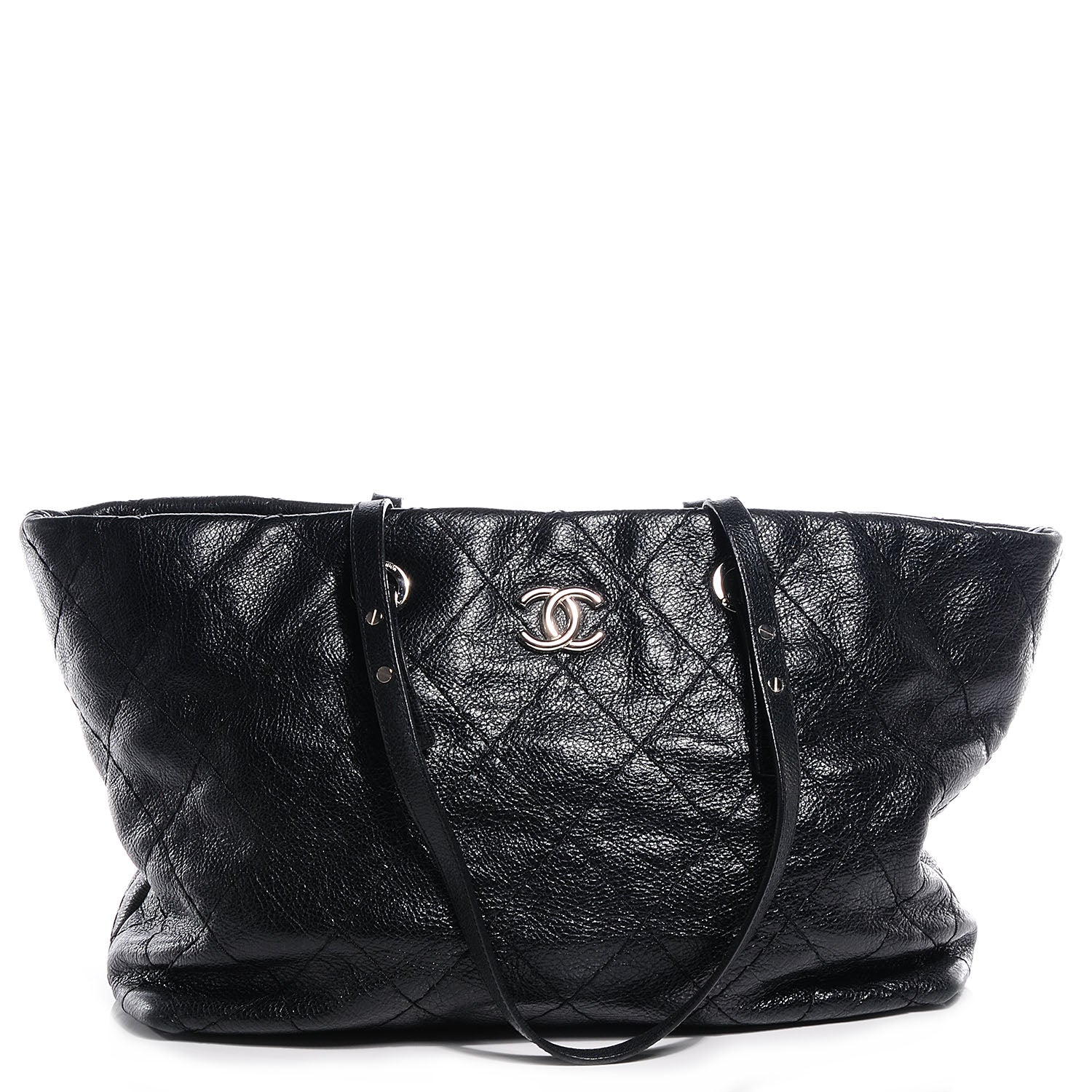 Chanel Glazed Calfskin Large On The Road Tote Black 1 of 7