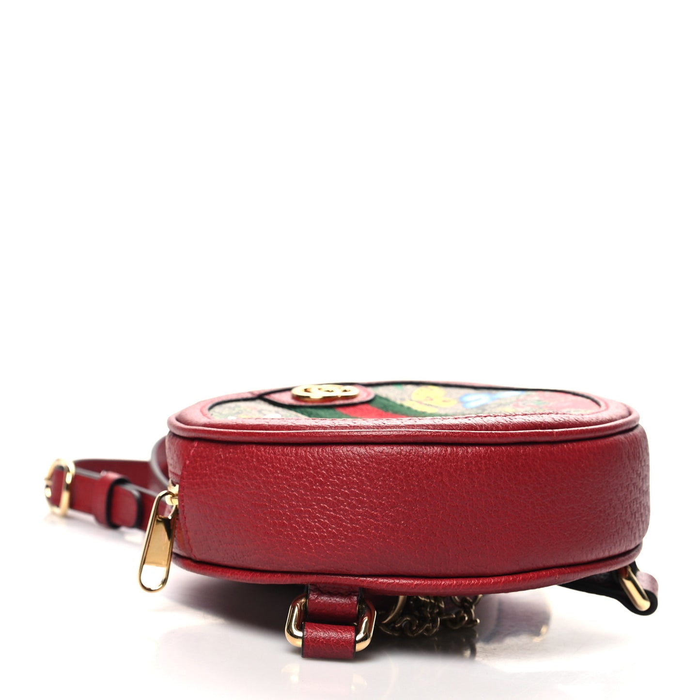 GG Supreme Monogram Web Flora Mini Ophidia Round Backpack Red