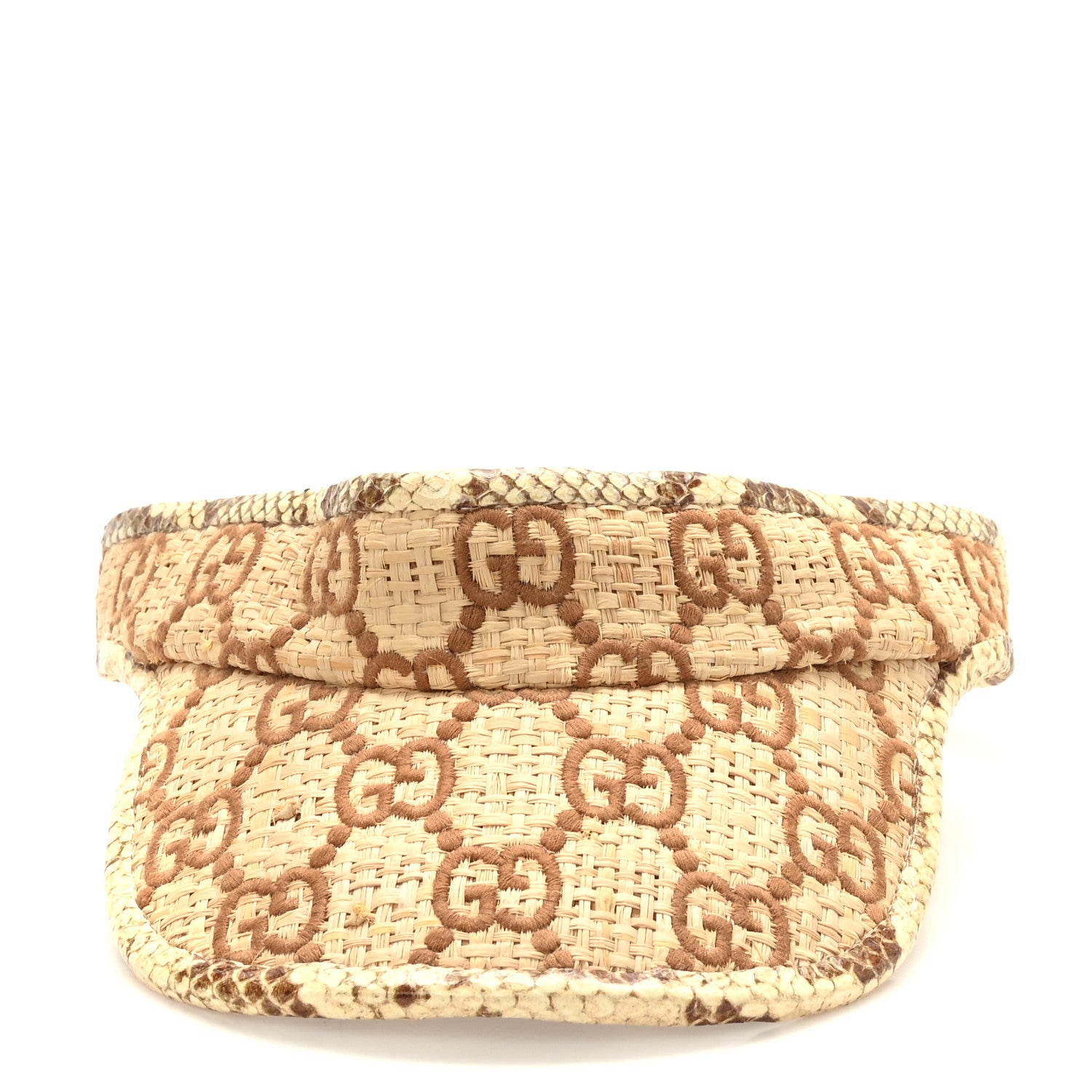 Gucci Raffia Cobra GG Embroidered Afraa Visor M Beige 2 of 8